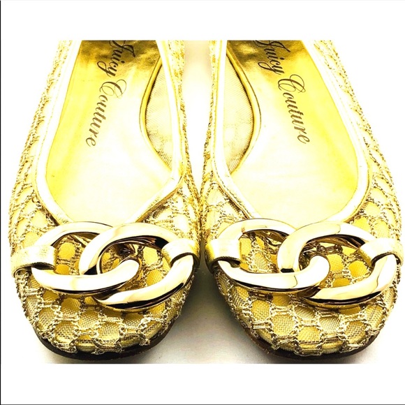 JUICY COUTURE -Smells Like Couture GOLD flats - Picture 3 of 8